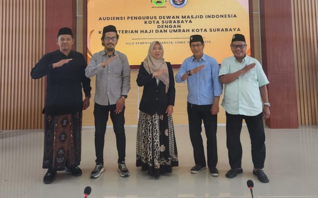 Audiensi Pengurus Daerah Dewan Masjid Indonesia Kota Surabaya dengan Kepala Kantor Kementrian haji dan Umrah Kota Surabaya Hj. Sururil Faizin, S.Ag.,M.Pd.I,